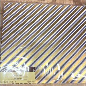 NIP Recollections Scrapbook Blue, Gold Striped